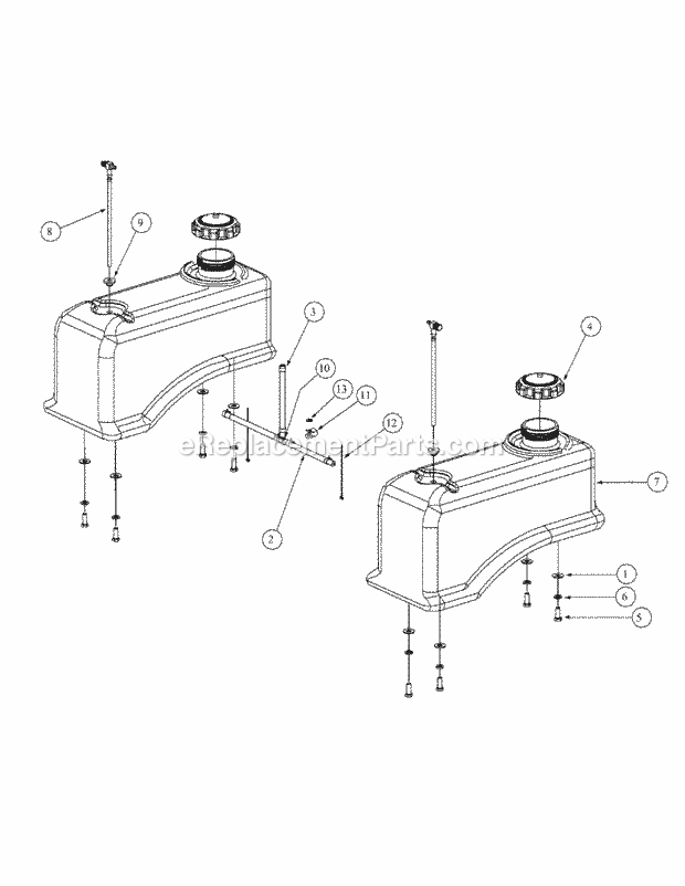 Fuel Tank Assembly Diagram and Parts List for M48-KW 53BB5DAV750 Cub Cadet Sprayer